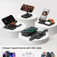 GEEKERA Зарядно MagSafe, 3 в 1 Безжична зарядна станция за iPhone, снимка 3 - Аксесоари за Apple - 44642609