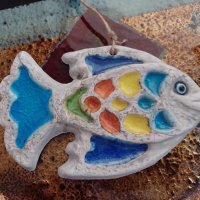 керамична рибка от Бодрум, за окачване на стена. 20 см., снимка 2 - Декорация за дома - 41855576