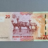 Банкнота - Намибия - 20 долара UNC | 2022г., снимка 2 - Нумизматика и бонистика - 41481663