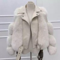 Дамско луксозно яке лисица и естествена кожа код 307, снимка 1 - Палта, манта - 34802407