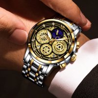 LIGE 2022 Нова мода Мъжки часовник Календар Неръждаема стомана Топ марка Луксозен спортен хронограф , снимка 4 - Мъжки - 36017329