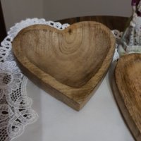 Дървени  купички сърца, снимка 2 - Декорация за дома - 44489776