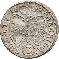 Монета Австрия 3 Кройцера 1677 г. Леополд I, снимка 2 - Нумизматика и бонистика - 40474017