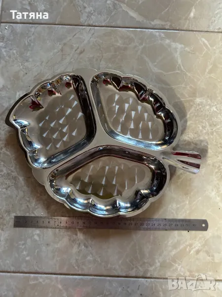 Чиния, плато «лист» за ядки от неръждаема стомана, снимка 1