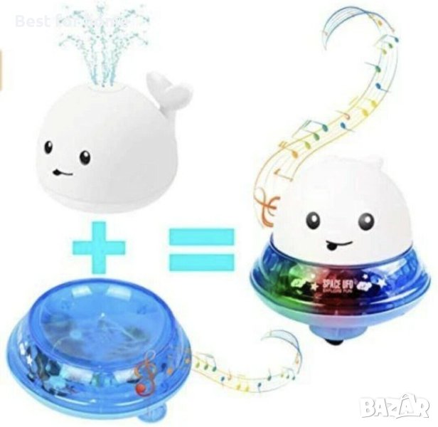 Забавна музикална- водна детска играчка 2 в 1 Кит фонтан с платформа  , снимка 1