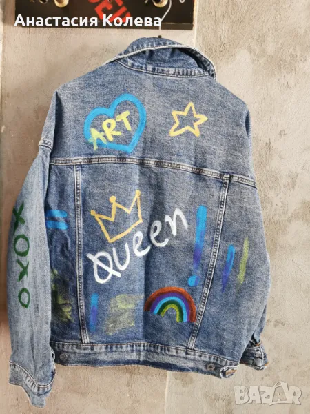 Дънково яке с рисунки/боя , снимка 1