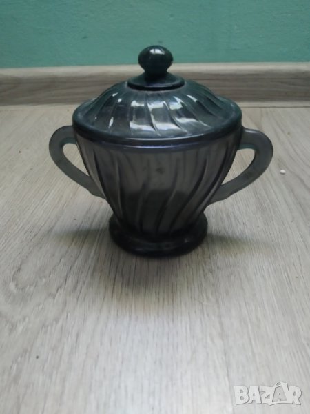 стара стъклена захарница, снимка 1