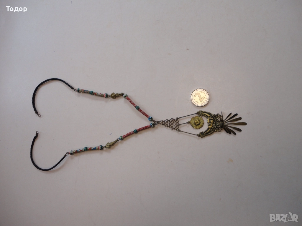 Уникално перуанско колие слънце и луна Tumi, снимка 1