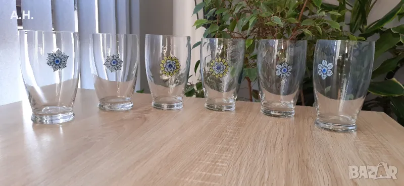 Ретро стъклени чаши за безалкохолно 6 бр., снимка 1