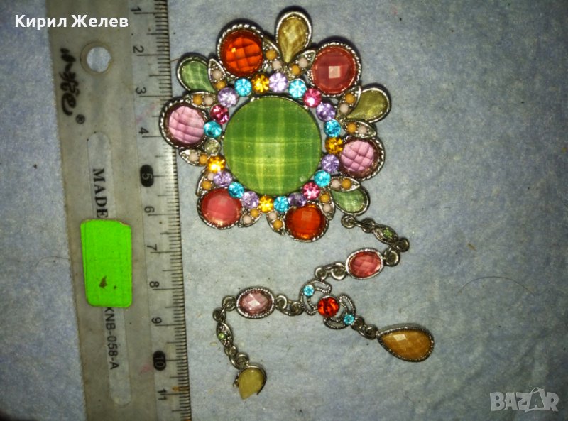 ПРЕКРАСНА ФЛОРАЛНА СРЕБРИСТА КРИСТАЛНА ВИНТИДЖ БРОШКА - ПЕНДАНТ 26588, снимка 1