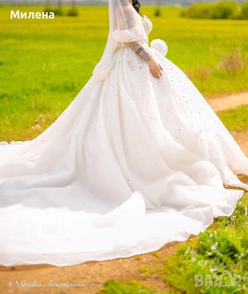 Булчинска рокля с камъни и перли, снимка 1