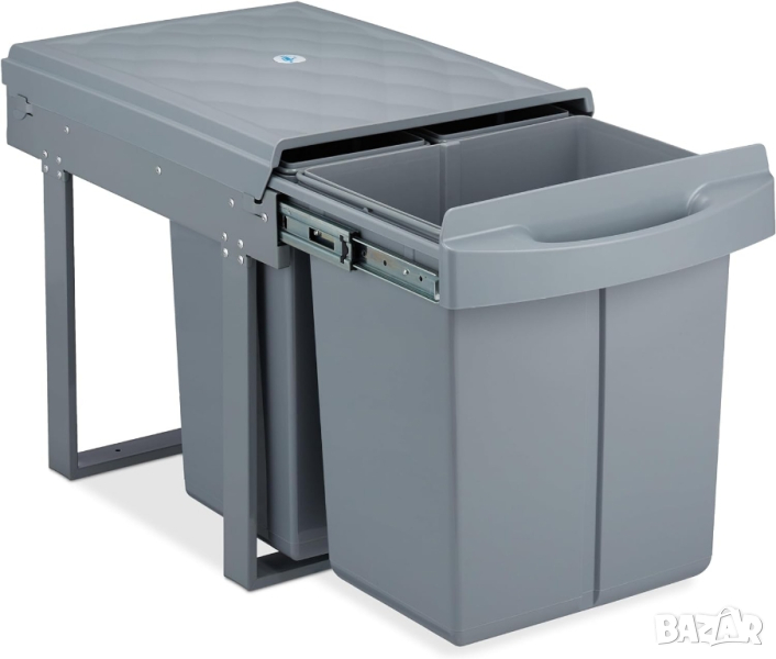 Relaxdays Einbaumülleimer 3-посочен разтегателен кухненски кош за боклук за под шкаф, снимка 1