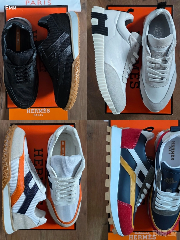 Hermes Bouncing Sneakers Естествена кожа и велур мъжки обувки сникърси , снимка 1