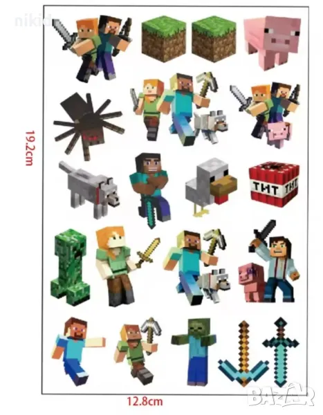 Майнкрафт Minecraft Tattoo татос татуировка временна детска татоси татуси, снимка 1