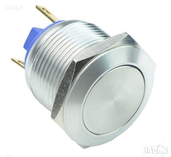 Бутон метален PBS-28B незадържащ сив НО 250V 5A Ф20mm, снимка 1