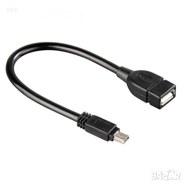 OTG кабел HAMA, mini USB B м - USB A ж, 3 звезди, Черен 39626, снимка 1