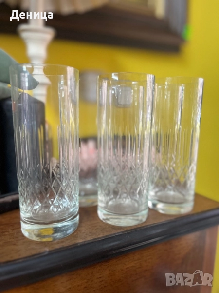 Български  чаши със стилна гравюра  6 броя -360 мл пълни Високи-16 см Цена-42 лв/  21.47€  , снимка 1