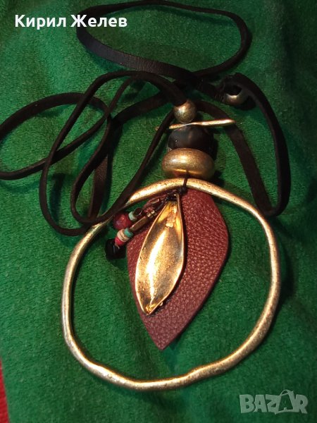 ДЕБЕЛО ПОЗЛАТЕНО ЕТНО - АРТ ФЛОРАЛНО КОЛИЕ МЕДАЛЬОН 34671, снимка 1