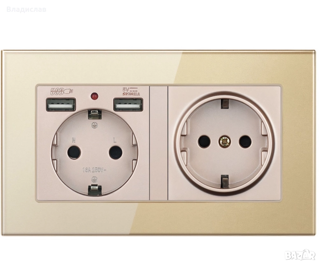  Двоен контакт със стъклена рамка-Hggzeg, снимка 1