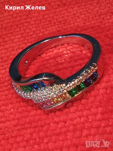 РАЗКОШЕН СРЕБЪРЕН АРТ ПРЪСТЕН РОДИРАНО СРЕБРО 925 ИНКРУСТИРАН с РАЗНОЦВЕТНИ СКЪПОЦЕННИ КАМЪНИ 38590, снимка 1