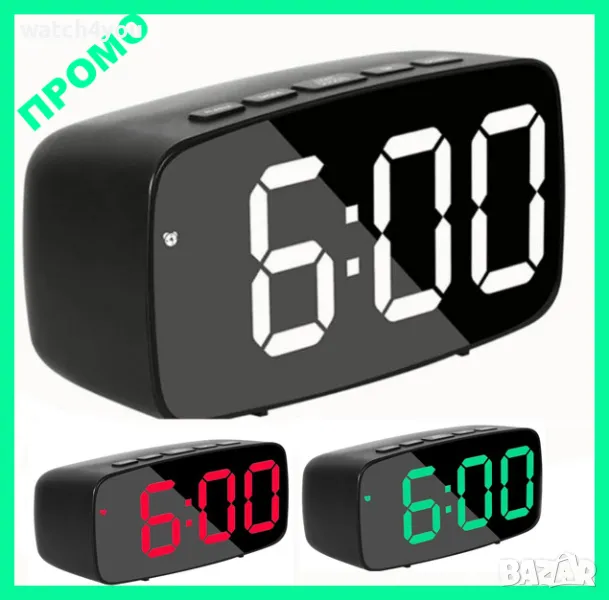 НОВИ СВЕТЕЩИ ЧАСОВНИЦИ. СВЕТЕЩ LED ЧАСОВНИK С ГОЛЕМИ ЦИФРИ НА ТОК И БАТЕРИИ ТЕРМОМЕТЪР DIGITAL CLOCK, снимка 1