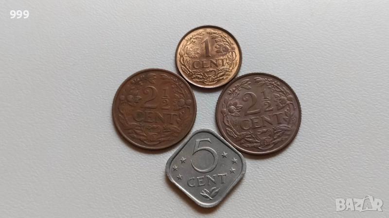 2 1/2 цента 1956, 1959, 5 цента 1975 Нидерландски Антили, снимка 1