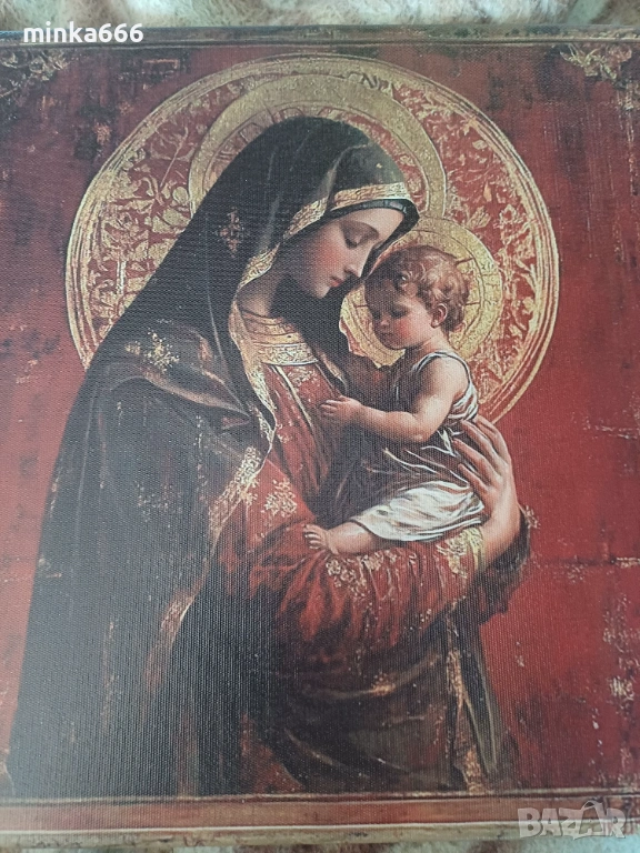 Богородица на платно 30/40см., снимка 1