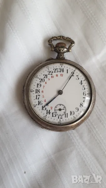 МНОГО РЯДЪК швейцарски уникален джобен часовник с 24-часов циферблат, около 1905 г., снимка 1
