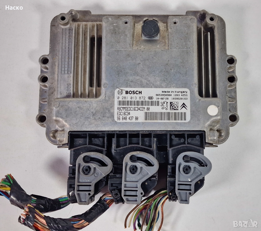 Компютър ECU 1.6 HDI Citroen C5 C4 Пежо 308 207 Peugeot Partner 0281013872 9664843780 EDC16C34, снимка 1