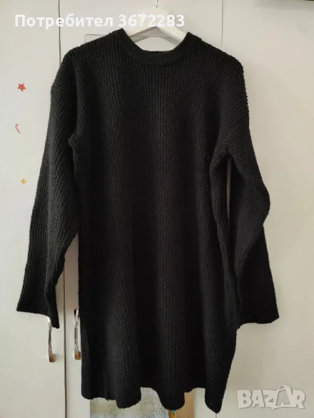 Дамска черна плетена рокля/туника, снимка 1