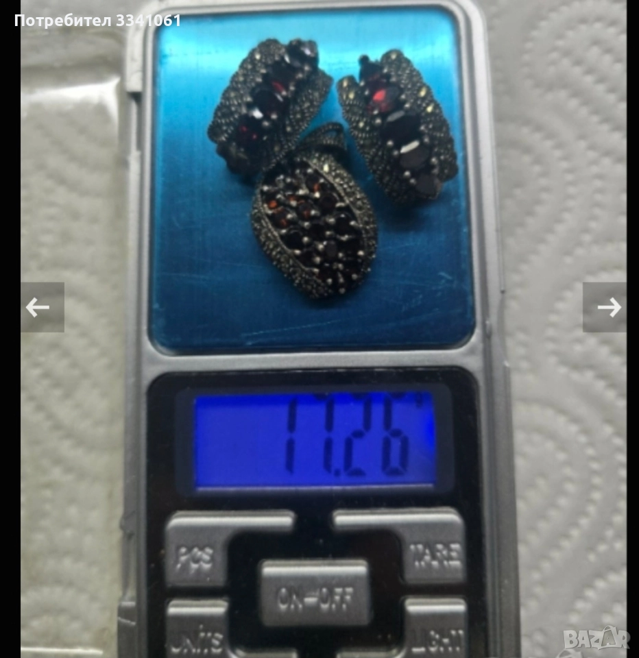 Стара сребърна висулка и обеци , снимка 1