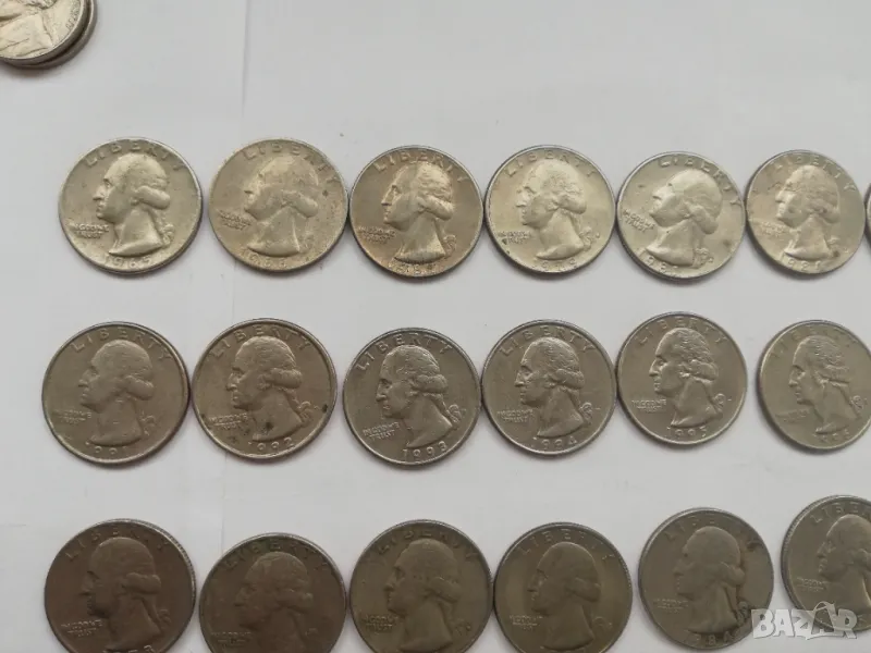 голям лот от 31 монети от 1/4 долар от различни години, снимка 1