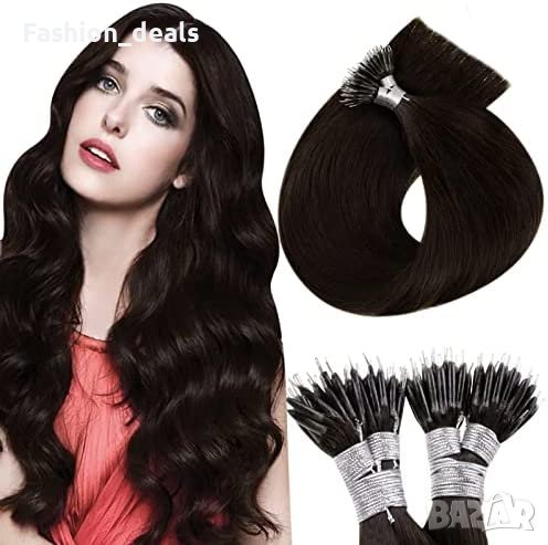 Нова тъмно кафява удължаваща естествена коса Треса удължения Прическа 55 см, снимка 1