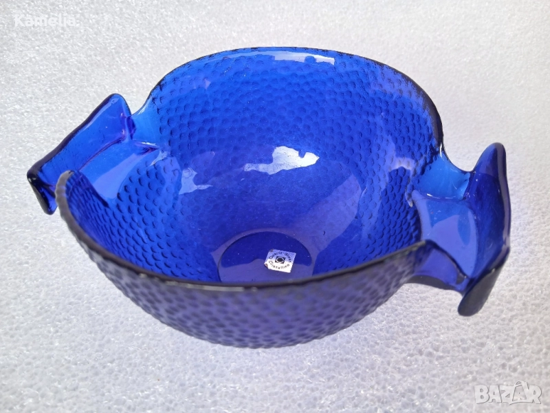 Съд, купа от кобалтово синьо стъкло, снимка 1