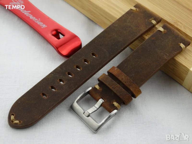 КОЖЕНА КАИШКА СВ. КАФЯВА- 20мм + ПОДАРЪК, снимка 1