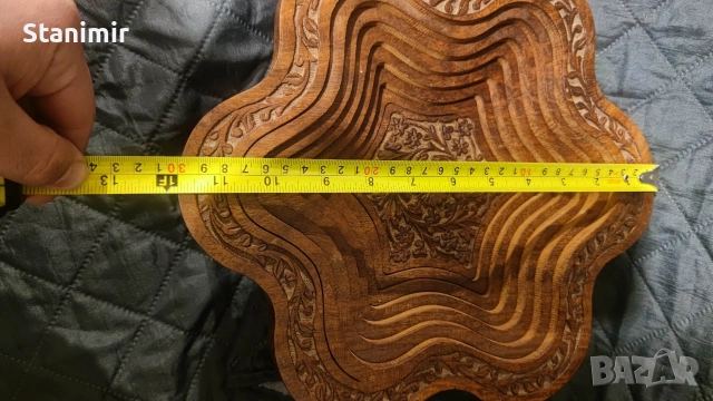 Индийски панер с дърворезба, сгъваем , снимка 5 - Декорация за дома - 53236126