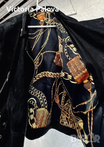 Прекрасно скъпо кожено яке тип байкърско с диагонален цип, снимка 11 - Якета - 47670261