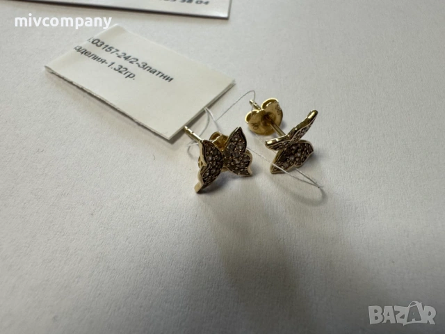 Златни Обеци 1.32гр, снимка 4 - Обеци - 53692259