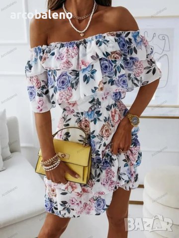 Дамска секси лятна рокля с отворени рамене, 3цвята , снимка 13 - Рокли - 39816069