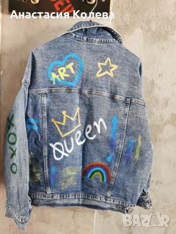 Дънково яке с рисунки/боя 