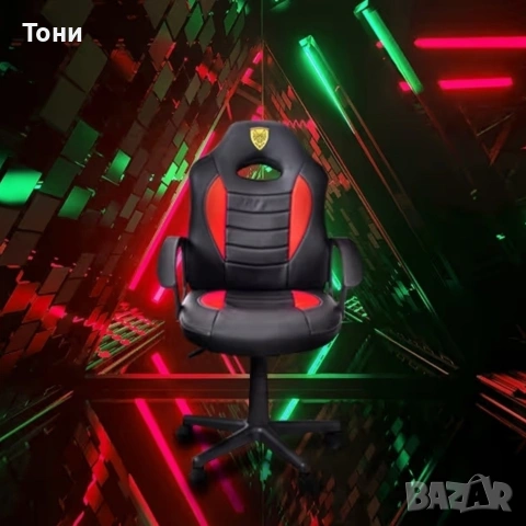 Детски геймърски офис стол – Спортен дизайн, ергономичен и регулируем, снимка 4 - Столове - 53422167