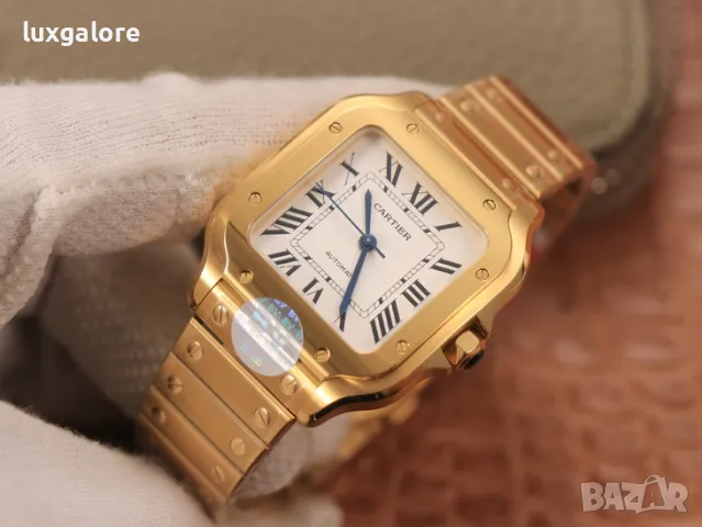 Унисекс часовник Cartier Santos de Cartier Gold с автоматичен механизъм, снимка 3 - Мъжки - 47310450