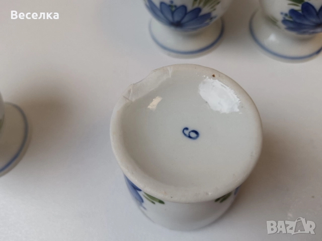 Порцеланов комплект за закуска - коктиери, солници и съд за затопляне , снимка 5 - Сервизи - 52425147