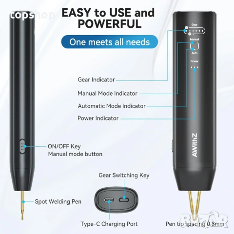 Нов Ръчен точков заваръчен апарат AWithZ с 11 регулируеми предавки, ръчен мини точков заваръчен ..., снимка 5 - Други инструменти - 53010435