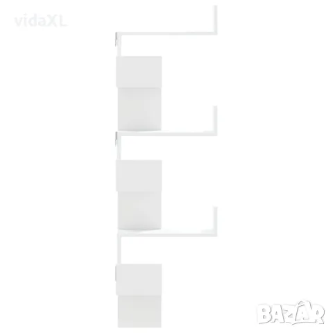 vidaXL Стенен ъглов рафт, бял, 45x45x147 см, инженерно дърво, снимка 5 - Етажерки - 56148295