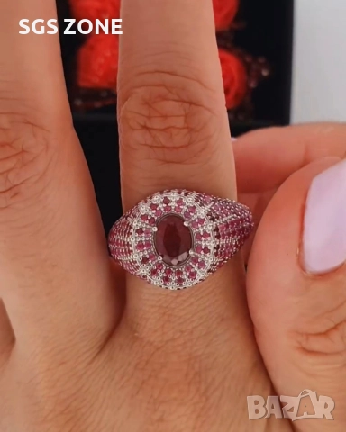 МНОГО СТИЛЕН СРЕБЪРЕН ПРЪСТЕН С ЕСТЕСТВЕНИ СКЪПОЦЕННИ КАМЪНИ, снимка 5 - Пръстени - 52410915