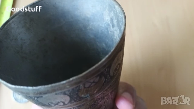 Османска,чаша,бокал,рьчно рисувана,гравюри,бронз, 3 цвята, снимка 9 - Антикварни и старинни предмети - 50586386