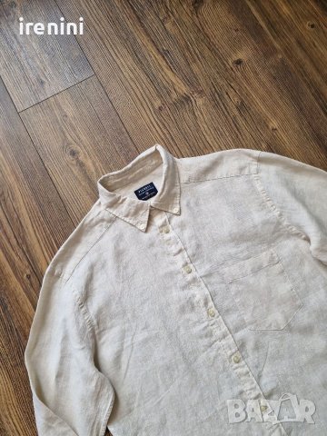 Страхотна мъжка ленена риза  PECKOTT размер M , 100%  лен  , снимка 2 - Ризи - 41662195