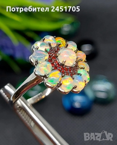 Сребърен пръстен 925 с натурални Огнени ОПАЛИ 