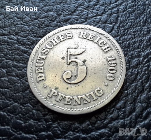 Стара монета 5 пфенига 1900 г. буква F - Германия- рядка ,124 годишна ! , снимка 11 - Нумизматика и бонистика - 39724270